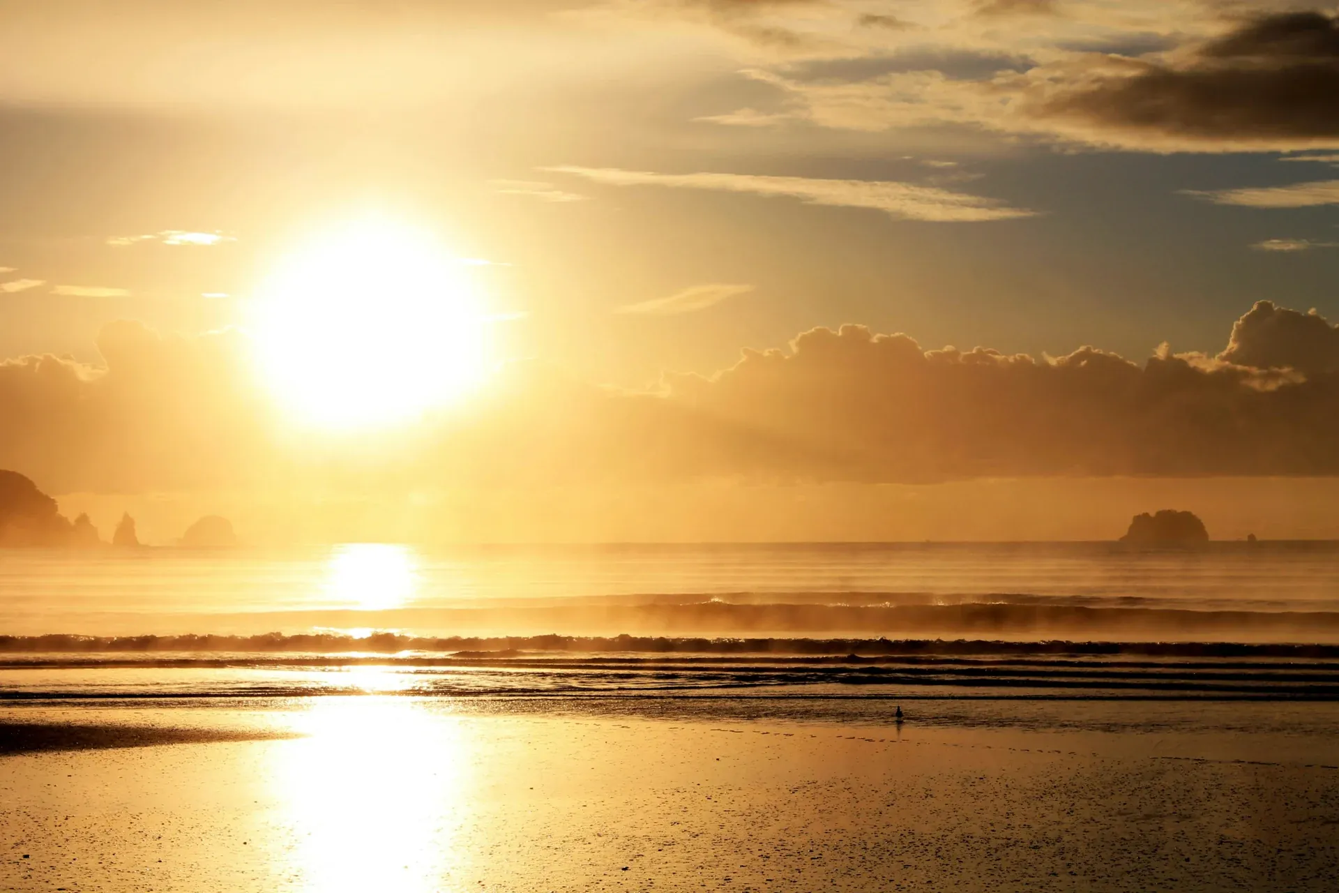 Sun setting over the sea